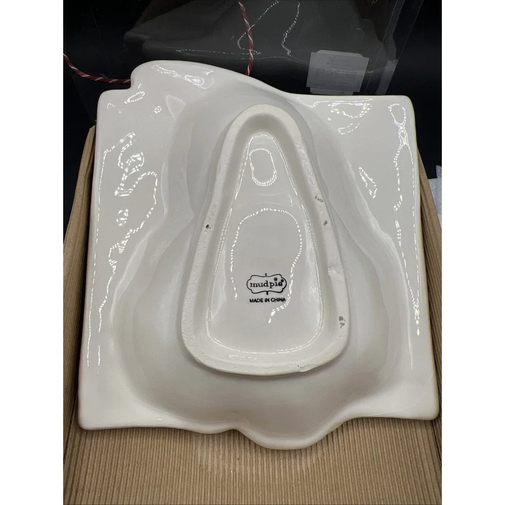 New Mud Pie Christmas Santa Dip Bowl Set Ceramic Face Spoon Gift Box 2015